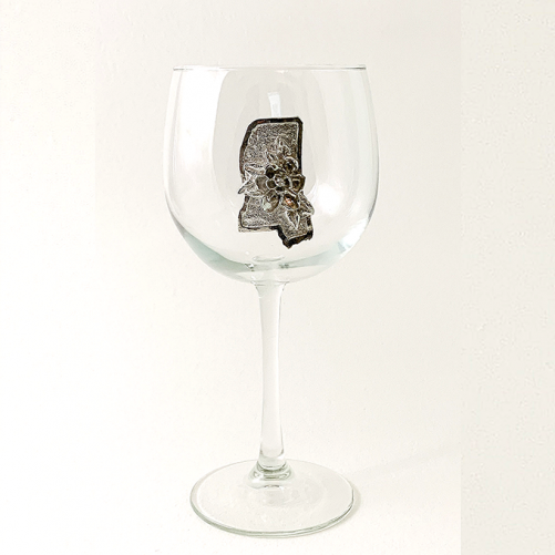 Red Wine glass Mississippi Map with