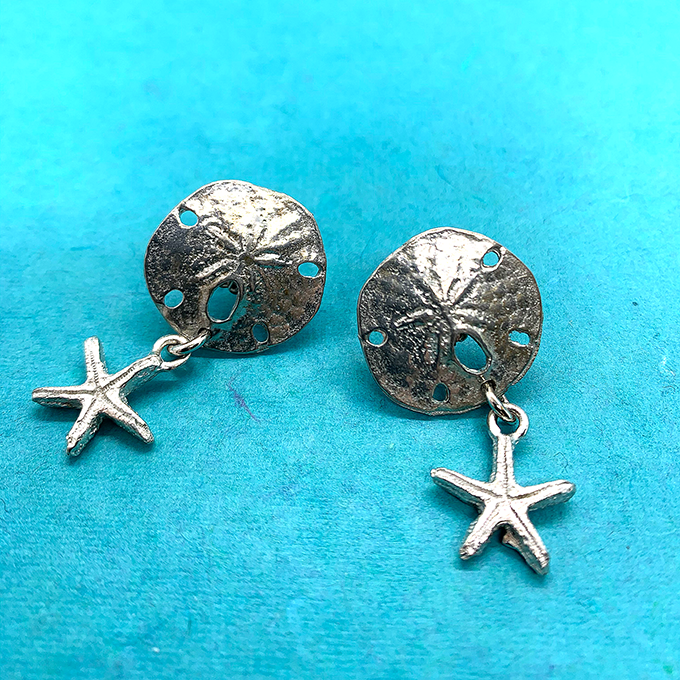 Sand dollar with starfish earrings