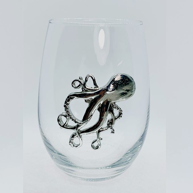 Stemless wine Glass octopus
