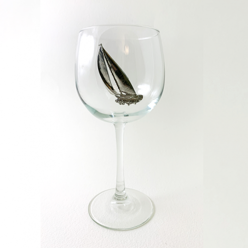 Red Wine Glass Racer Sailboat